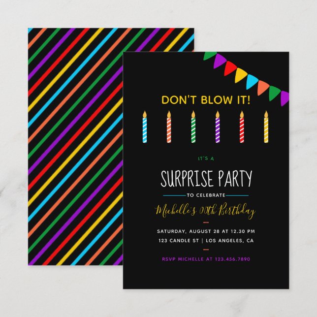 Invitación personalizada de Surprise Birthday Part (Anverso / Reverso)