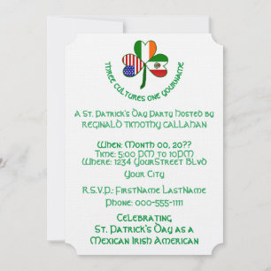 Invitación Personalizada de trébol de bandera irla