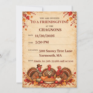 Invitación personalizada de Vintage Friendsgiving
