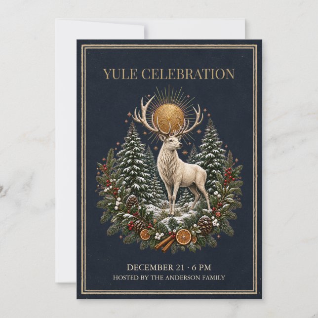 Invitación personalizada de Yule para el solsticio (Anverso)
