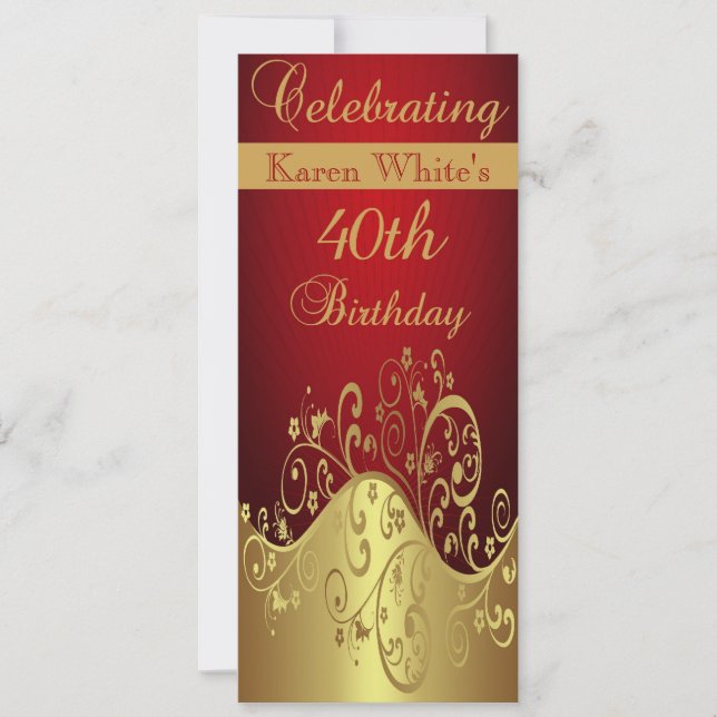 Invitación personalizada del 40° cumpleaños del Fi (Anverso)