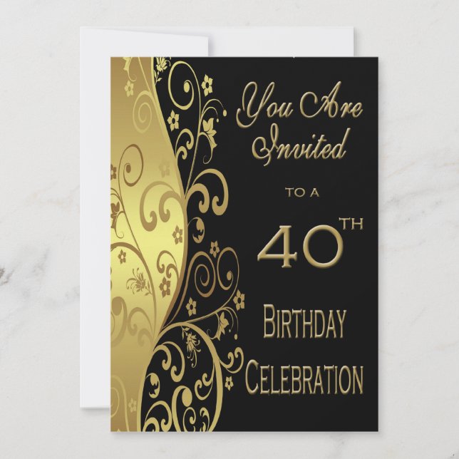 Invitación personalizada del 40° cumpleaños del Fi (Anverso)