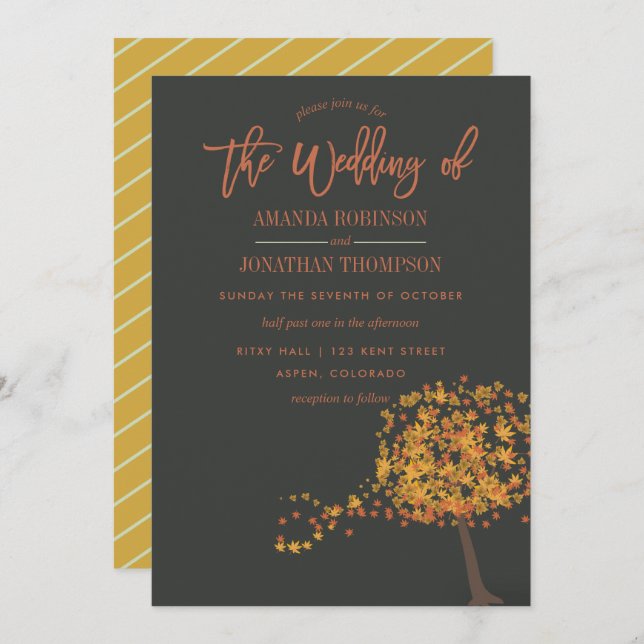 Invitación personalizada del Boda de otoño (Anverso / Reverso)