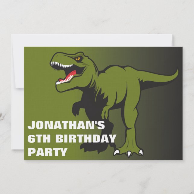 Invitación personalizada del cumpleaños de T-Rex (Anverso)