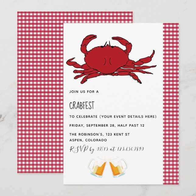 Invitación personalizada del Fiesta Crabfest (Anverso / Reverso)