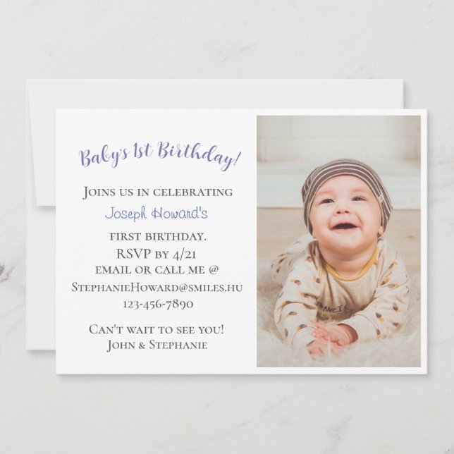 Invitación personalizada del primer cumpleaños del (Anverso)