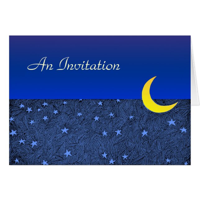 Invitación personalizada doblada Luna y Estrellas (Anverso (Horizontal))