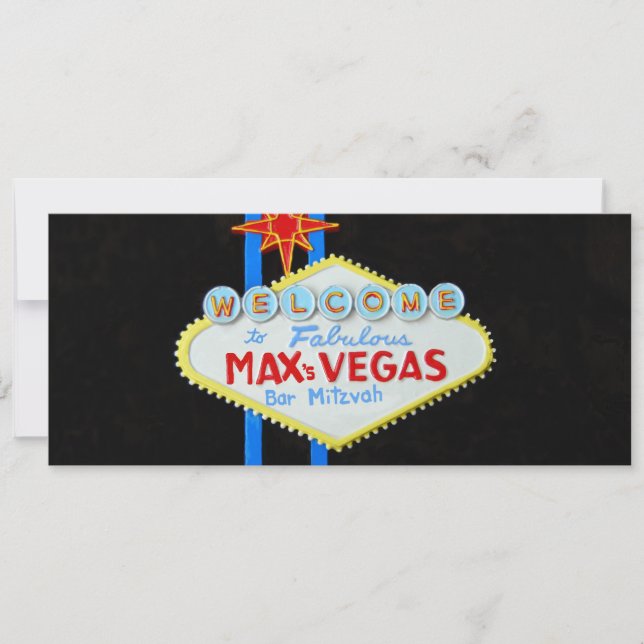 Invitación personalizada El Vegas Bar Mitzvah (Anverso)