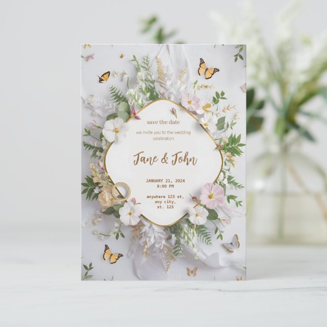 Invitación [Personalizada] Elegante y moderna Boda Jardín (Anverso de pie)