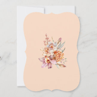 Invitación Personalizada Floral en Tonos Durazno