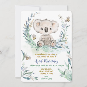 Invitación Personalizada Koala Boy Baby Shower