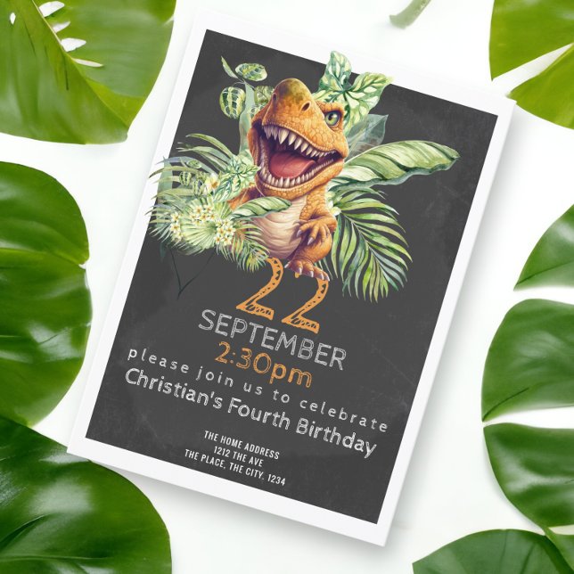 Invitación Personalizada la fiesta de cumpleaños de los dinos (Dinosaur birthday party invite from Ricaso. Available as printed and download. )