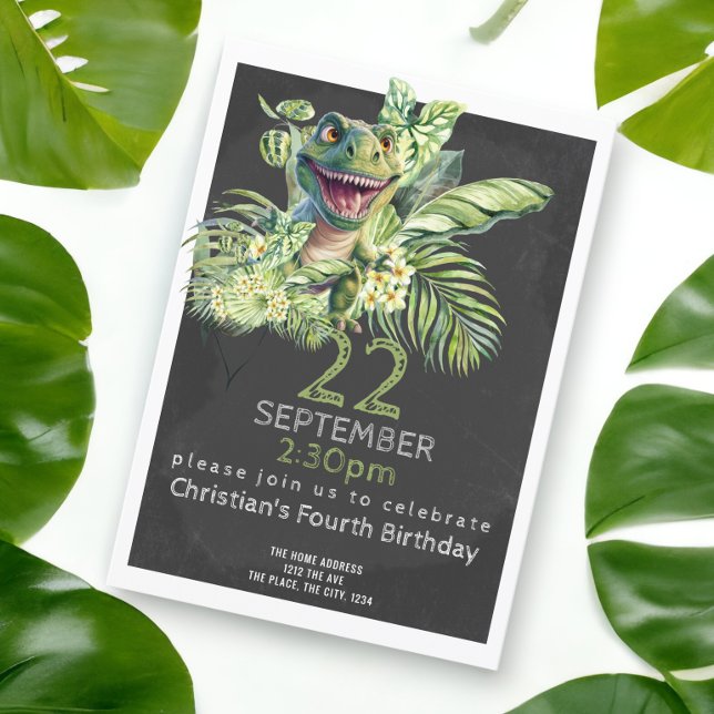 Invitación Personalizada la fiesta de cumpleaños de los dinos (Dinosaur birthday party invitations from Ricaso. Printed or downloadable )