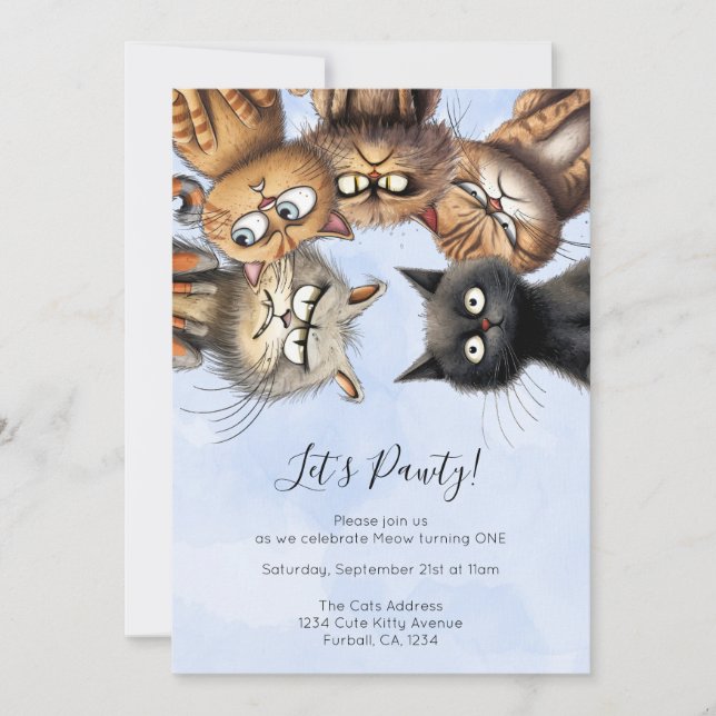 Invitación Personalizada la ruta de natalidad del gato (Anverso)