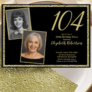 Invitación personalizada negra y dorada para el 10