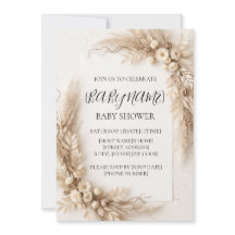 Invitación personalizada neutral boho para baby sh