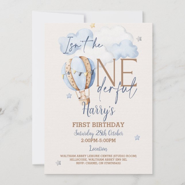 Invitación personalizada ONEmaravilloso primer cum (Anverso)