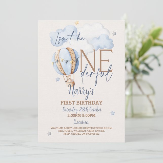 Invitación personalizada ONEmaravilloso primer cum (Anverso de pie)