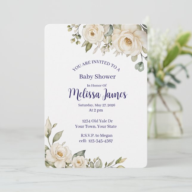 Invitación personalizada para baby shower (Anverso de pie)