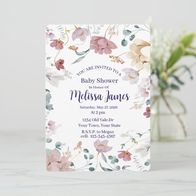 Invitación personalizada para baby shower (Anverso de pie)