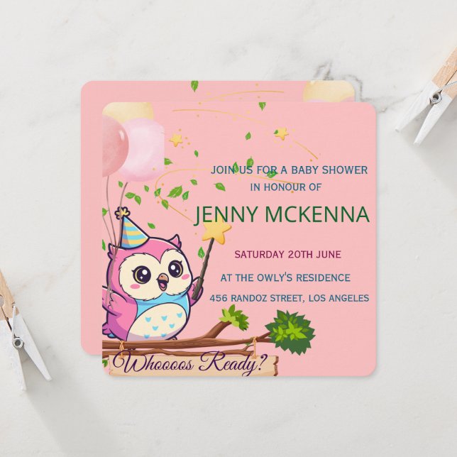 Invitación personalizada para baby shower con dise (Anverso/Reverso In Situ)