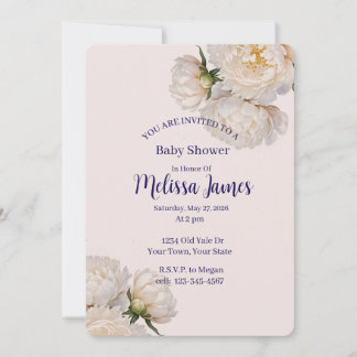 Invitación personalizada para baby shower con flor