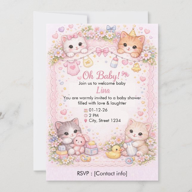 Invitación Personalizada para Baby Shower con Tema (Anverso)