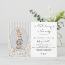 Invitación personalizada para baby shower, conejo 