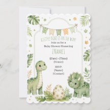 Invitación personalizada para baby shower de dinos
