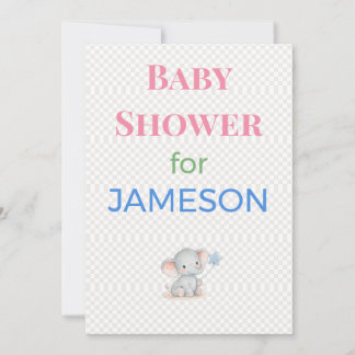 Invitación personalizada para baby shower de elefa