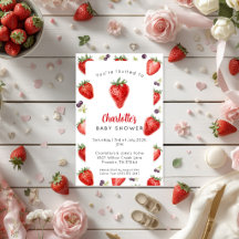 Invitación personalizada para baby shower de fresa