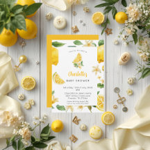 Invitación personalizada para baby shower de limón