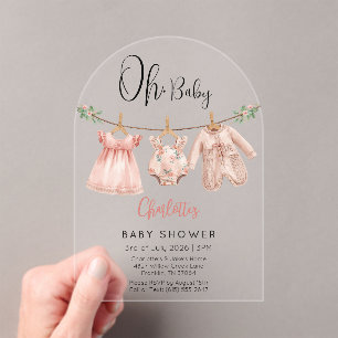 Invitación personalizada para baby shower de niña