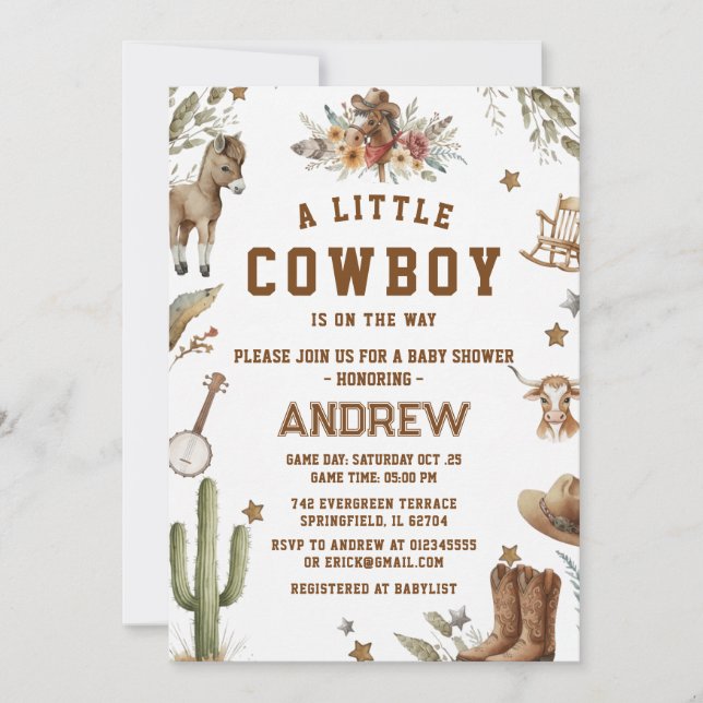 Invitación personalizada para baby shower de Un Va (Anverso)