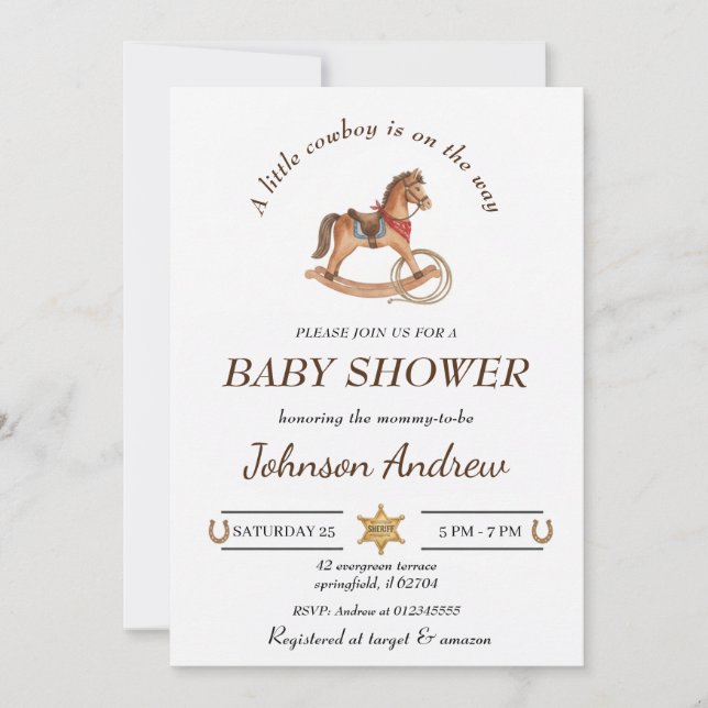 Invitación personalizada para baby shower de vaque (Anverso)