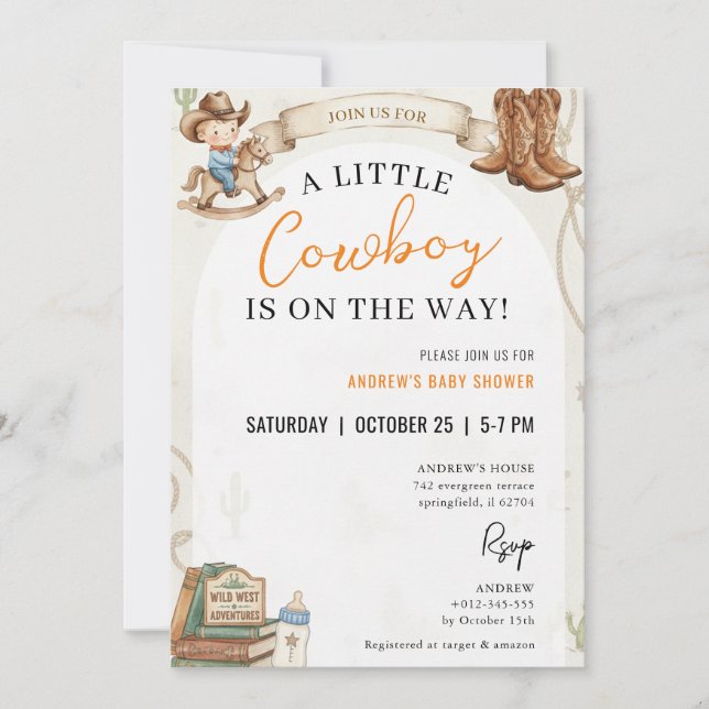 Invitación personalizada para baby shower de vaque (Anverso)