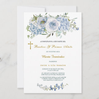 Invitación Personalizada para Bautizo y Primer Cumpleaños