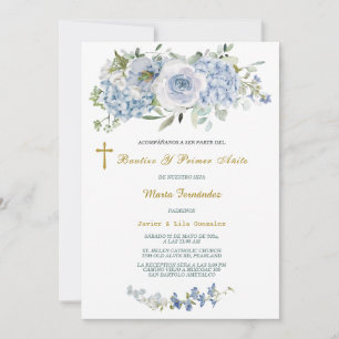 Invitación Personalizada para bautizo y primer cumpleaños