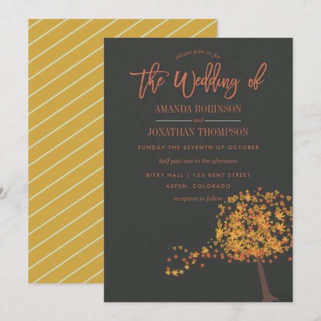 Invitación personalizada para boda de otoño (Anverso / Reverso)