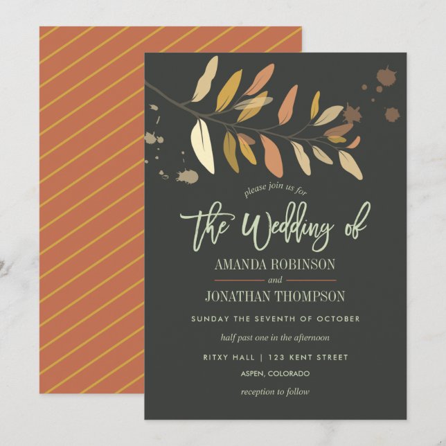 Invitación personalizada para boda de otoño (Anverso / Reverso)
