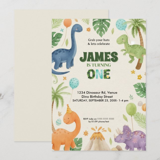 Invitación personalizada para el 1er cumpleaños de (Anverso / Reverso)