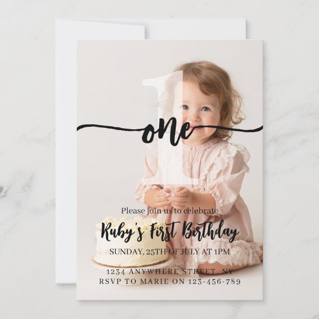 Invitación personalizada para el primer cumpleaños (Anverso)