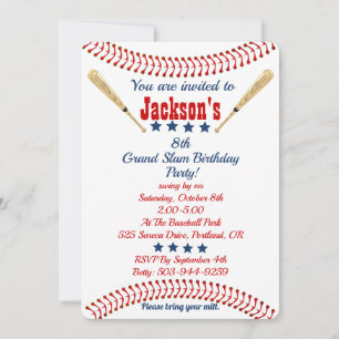 Invitación personalizada para el tema del béisbol 