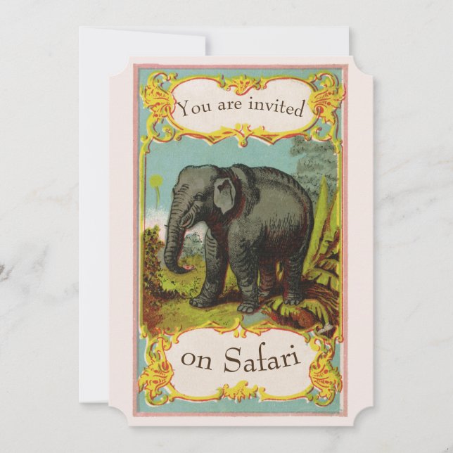 Invitación personalizada para elefantes en blanco  (Anverso)
