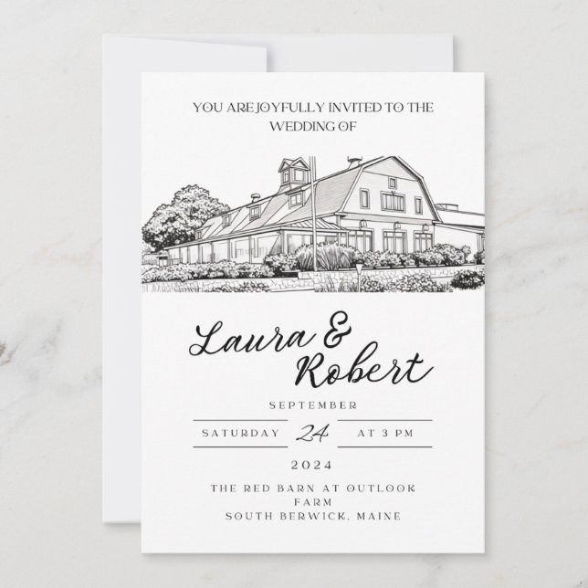 Invitación personalizada para eventos en Red Barn  (Anverso)