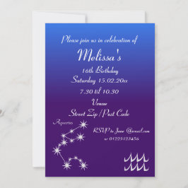 Invitación personalizada para fiesta de Acuario se