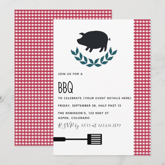 Invitación personalizada para fiesta de barbacoa (Anverso / Reverso)