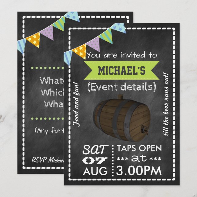 Invitación personalizada para fiesta de barril de  (Anverso / Reverso)