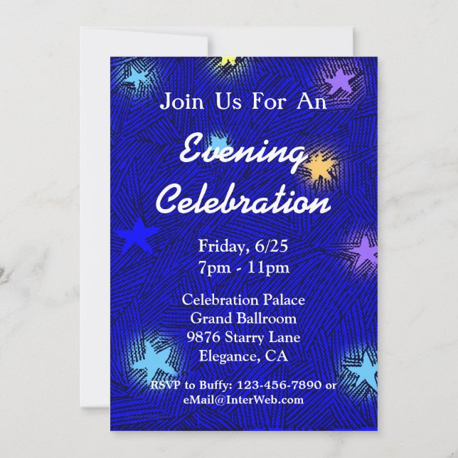 Invitación personalizada para fiesta de celebració (Reverso)