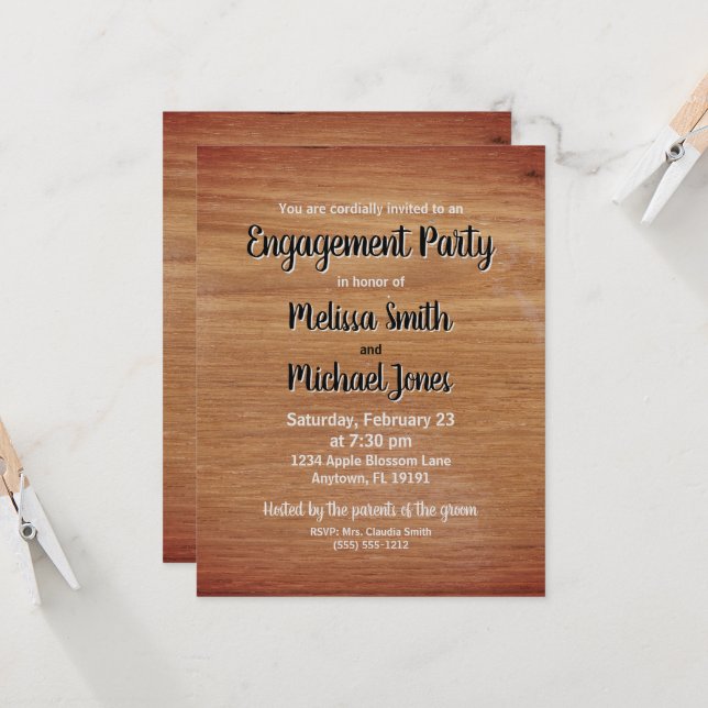 Invitación personalizada para fiesta de compromiso (Anverso/Reverso In Situ)